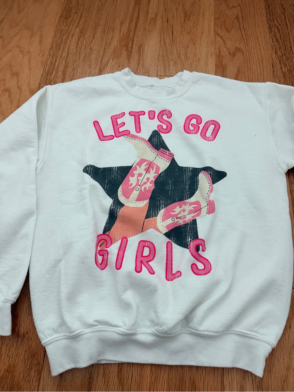 Prince Peter Collection White Sweatshirt "Let's Go Girls" Pink Graphic